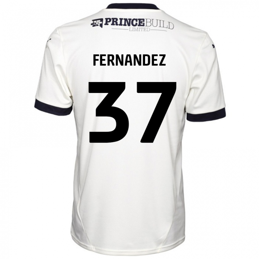 Kinder Emmanuel Fernandez #37 Cremeweiß Schwarz Auswärtstrikot Trikot 2024/25 T-Shirt