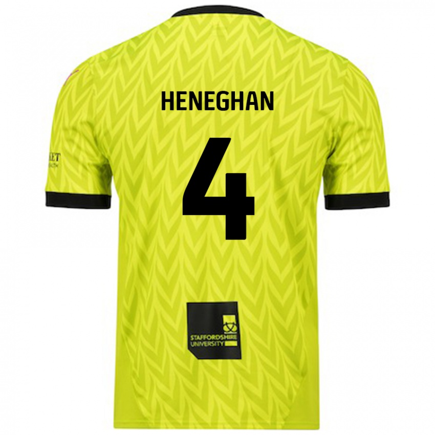 Kinder Ben Heneghan #4 Fluoreszierend Grün Auswärtstrikot Trikot 2024/25 T-Shirt