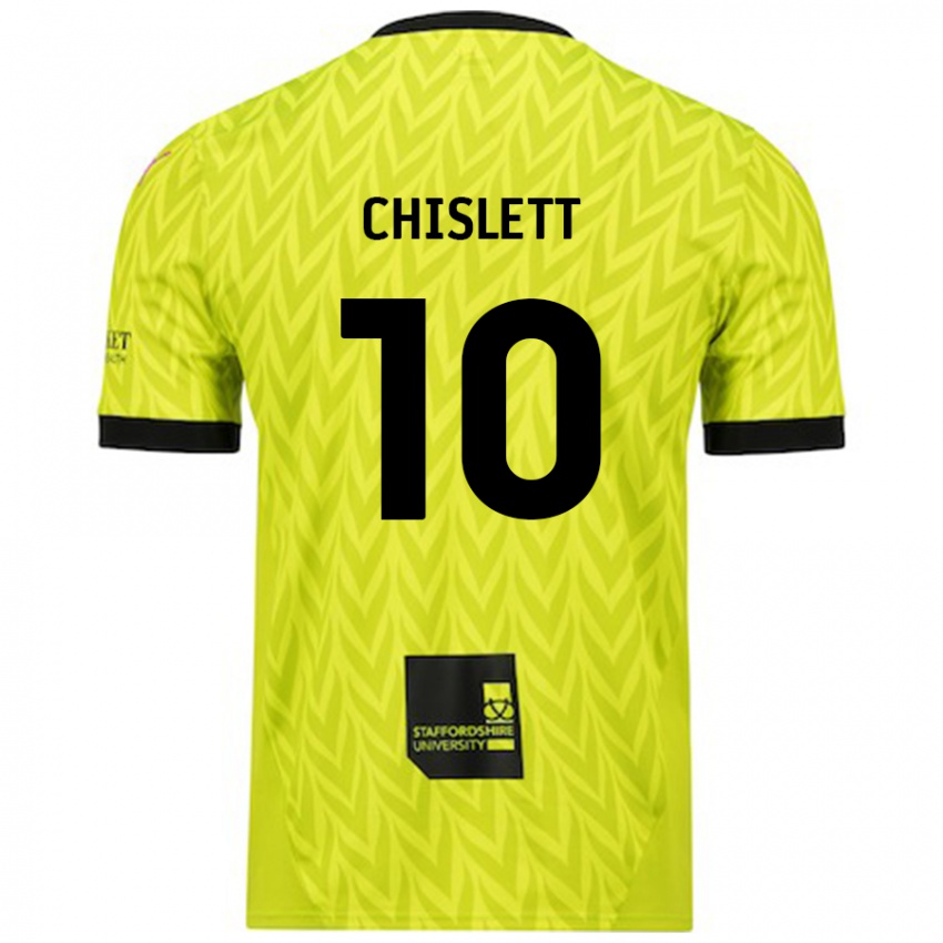 Kinder Ethan Chislett #10 Fluoreszierend Grün Auswärtstrikot Trikot 2024/25 T-Shirt