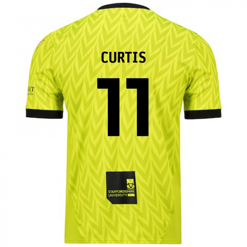 Kinder Ronan Curtis #11 Fluoreszierend Grün Auswärtstrikot Trikot 2024/25 T-Shirt