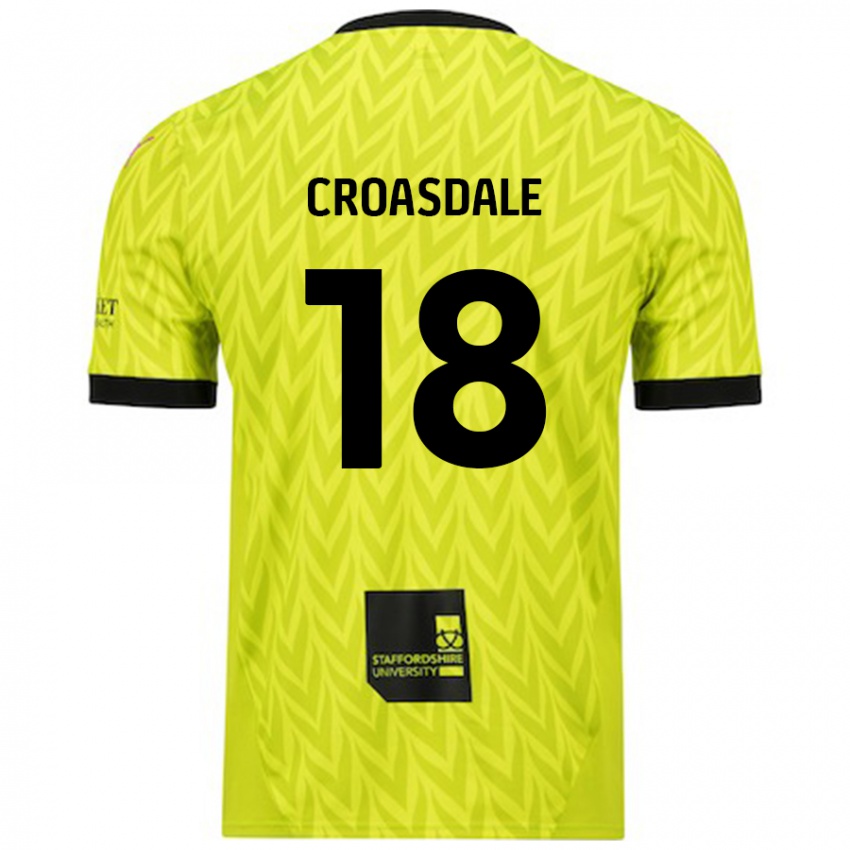 Kinder Ryan Croasdale #18 Fluoreszierend Grün Auswärtstrikot Trikot 2024/25 T-Shirt