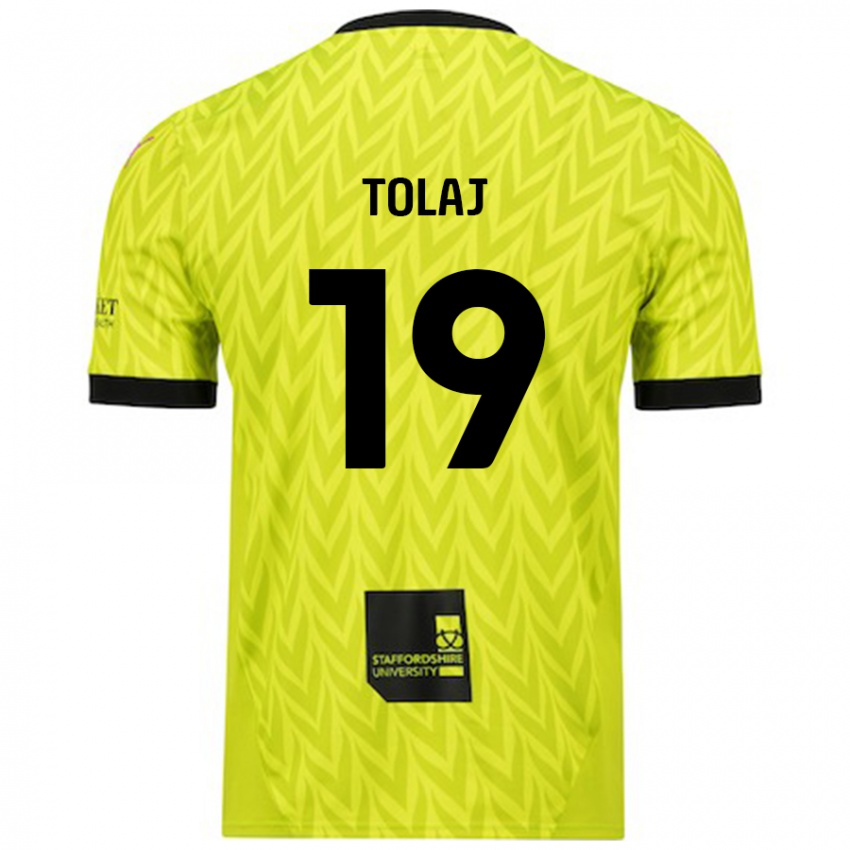 Kinder Lorent Tolaj #19 Fluoreszierend Grün Auswärtstrikot Trikot 2024/25 T-Shirt