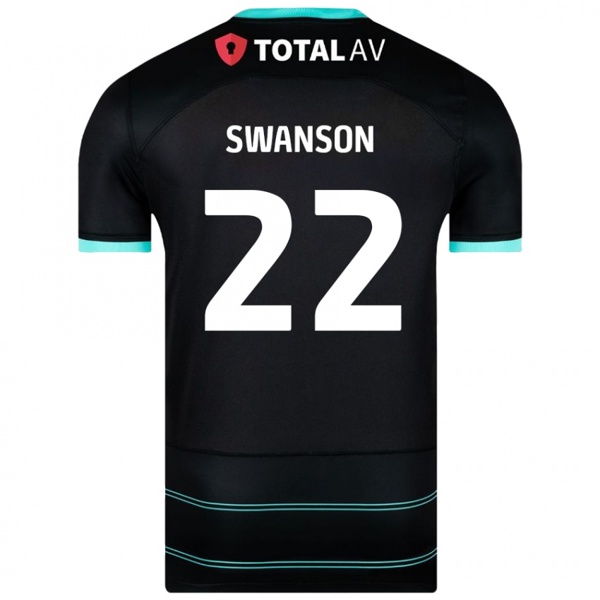 Kinder Zak Swanson #22 Schwarz Auswärtstrikot Trikot 2024/25 T-Shirt