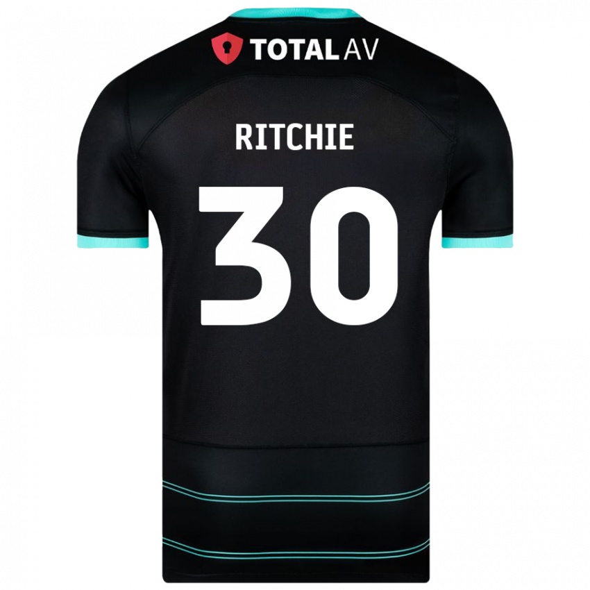 Kinder Matt Ritchie #30 Schwarz Auswärtstrikot Trikot 2024/25 T-Shirt