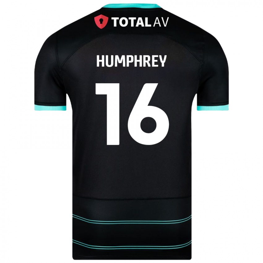 Kinder Ella Humphrey #16 Schwarz Auswärtstrikot Trikot 2024/25 T-Shirt