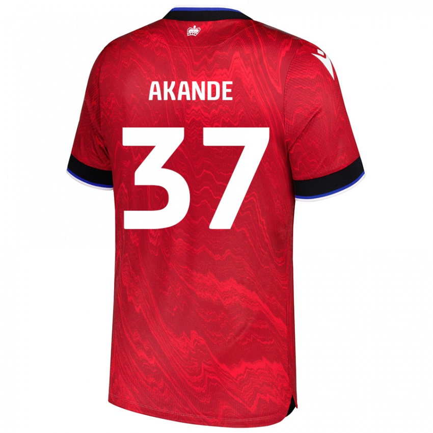 Kinder Adrian Akande #37 Rot Schwarz Auswärtstrikot Trikot 2024/25 T-Shirt