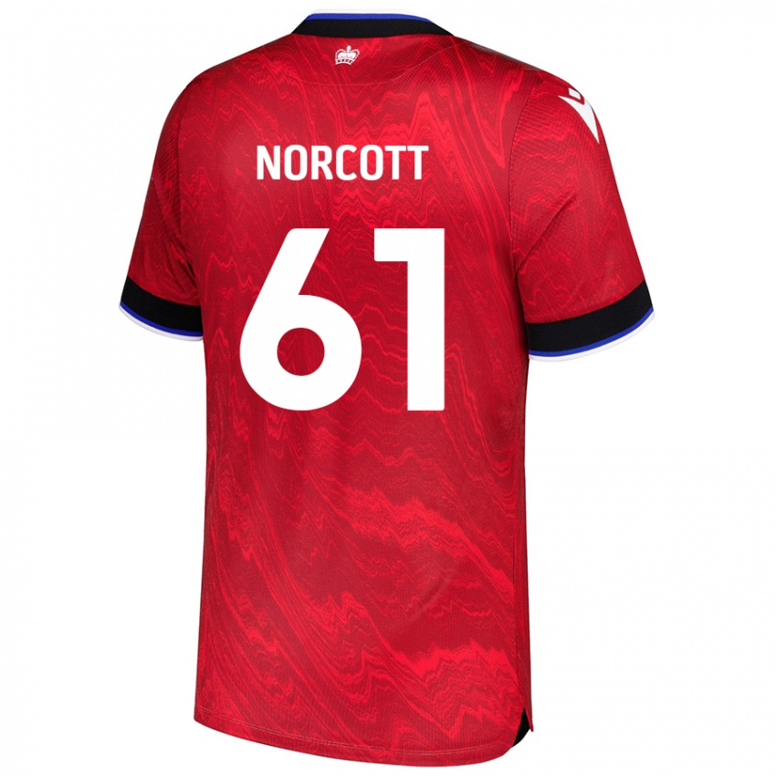 Kinder Tom Norcott #61 Rot Schwarz Auswärtstrikot Trikot 2024/25 T-Shirt