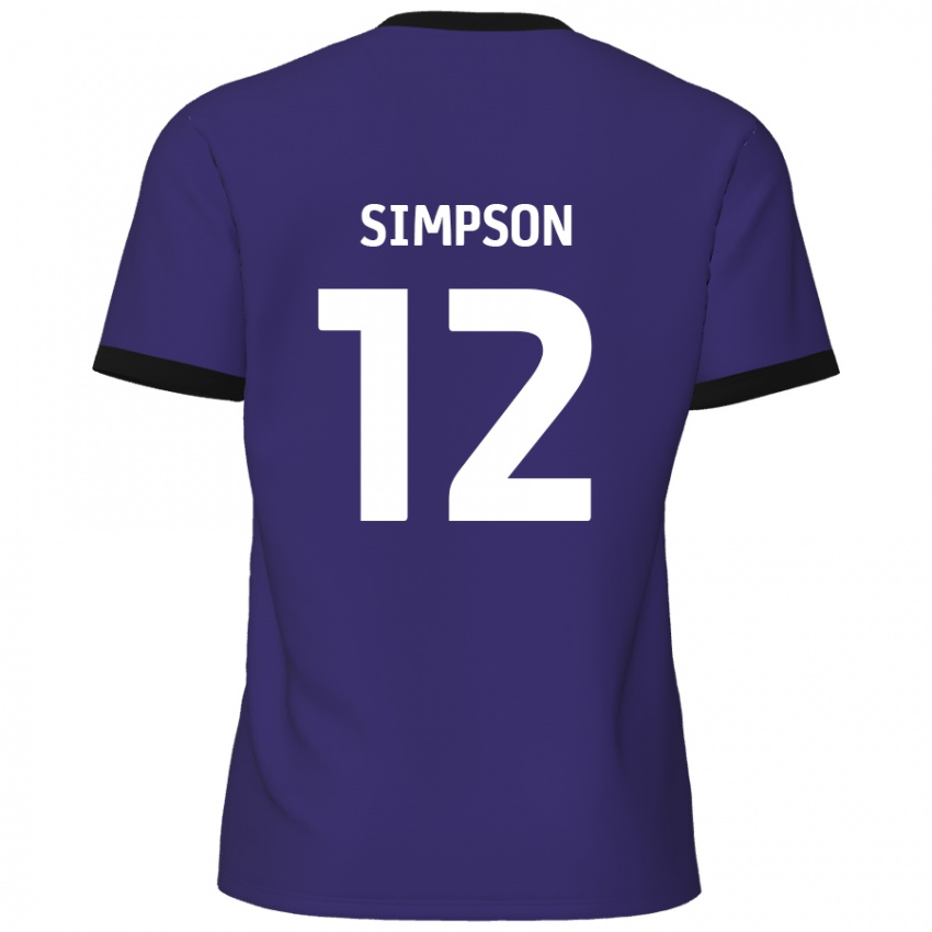 Kinder Tyreece Simpson #12 Lila Auswärtstrikot Trikot 2024/25 T-Shirt