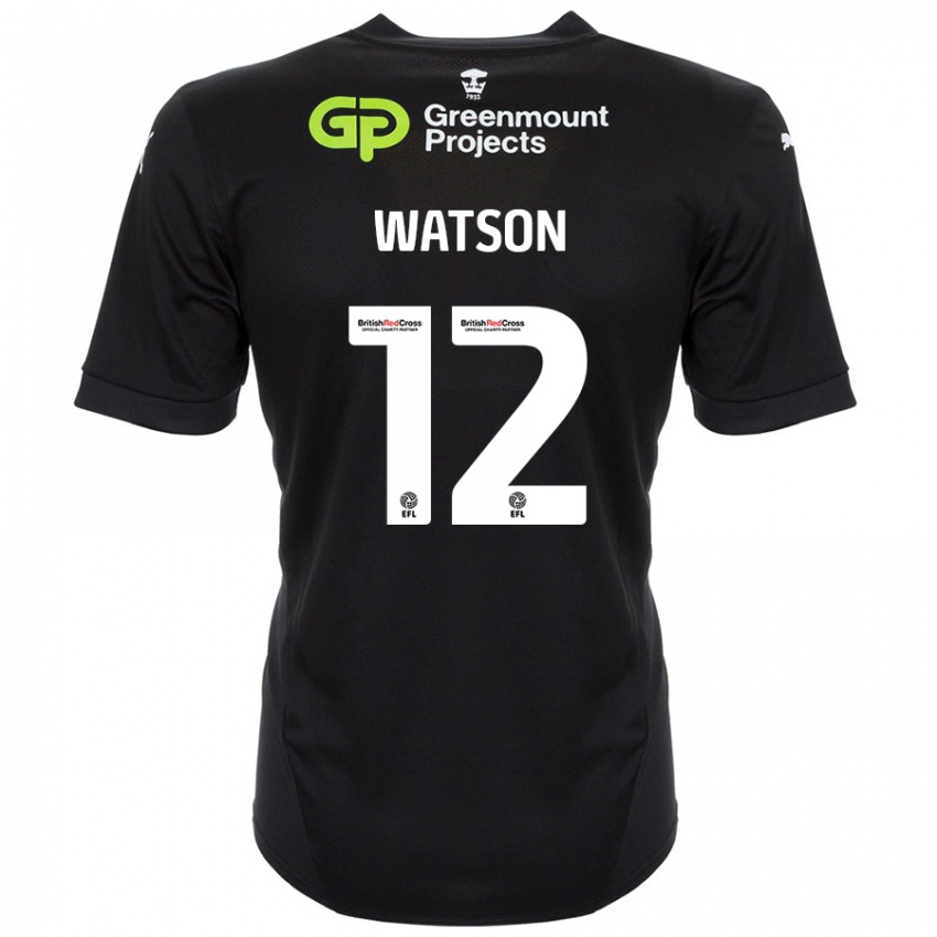 Kinder Tom Watson #12 Schwarz Auswärtstrikot Trikot 2024/25 T-Shirt