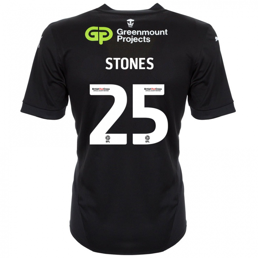 Kinder Josh Stones #25 Schwarz Auswärtstrikot Trikot 2024/25 T-Shirt