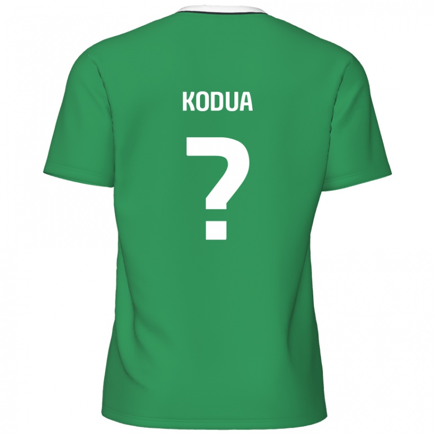 Kinder Gideon Kodua #0 Grün Weiße Streifen Auswärtstrikot Trikot 2024/25 T-Shirt