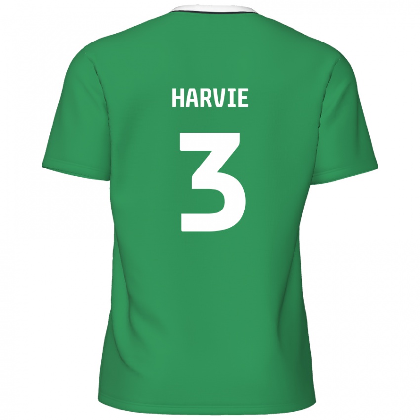 Kinder Daniel Harvie #3 Grün Weiße Streifen Auswärtstrikot Trikot 2024/25 T-Shirt