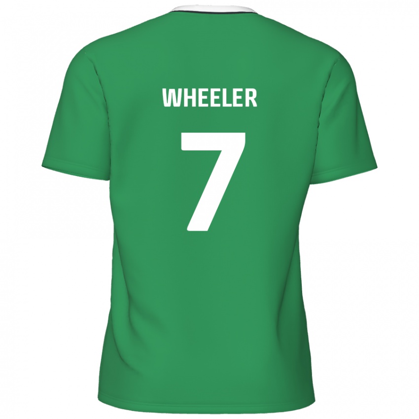 Kinder David Wheeler #7 Grün Weiße Streifen Auswärtstrikot Trikot 2024/25 T-Shirt