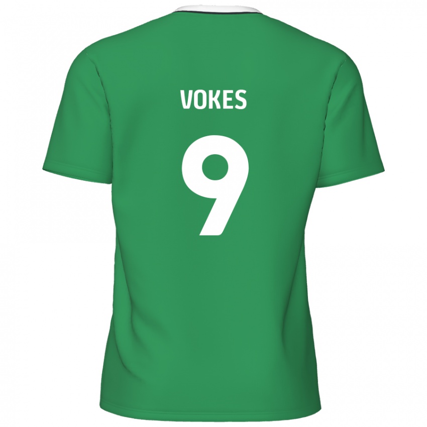 Kinder Sam Vokes #9 Grün Weiße Streifen Auswärtstrikot Trikot 2024/25 T-Shirt