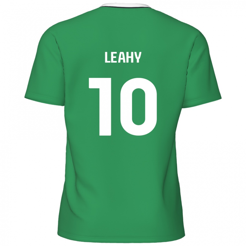 Kinder Luke Leahy #10 Grün Weiße Streifen Auswärtstrikot Trikot 2024/25 T-Shirt