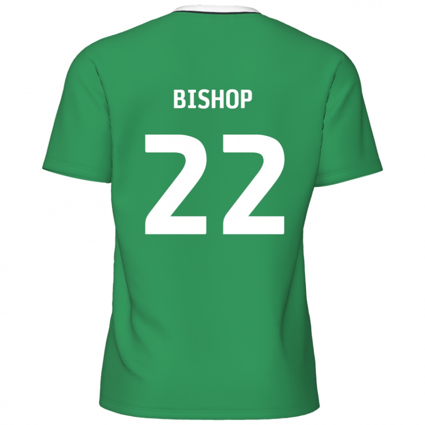 Kinder Nathan Bishop #22 Grün Weiße Streifen Auswärtstrikot Trikot 2024/25 T-Shirt