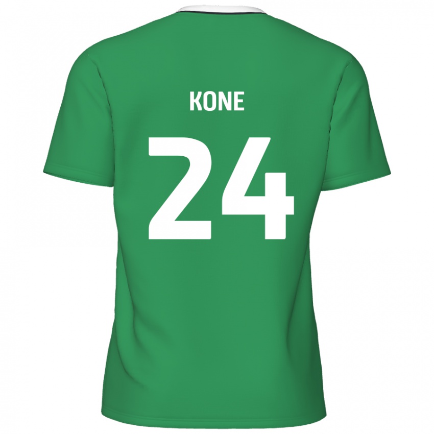 Kinder Richard Kone #24 Grün Weiße Streifen Auswärtstrikot Trikot 2024/25 T-Shirt