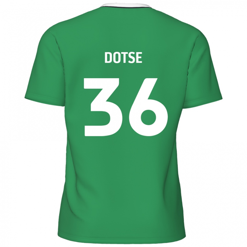 Kinder Jahiem Dotse #36 Grün Weiße Streifen Auswärtstrikot Trikot 2024/25 T-Shirt