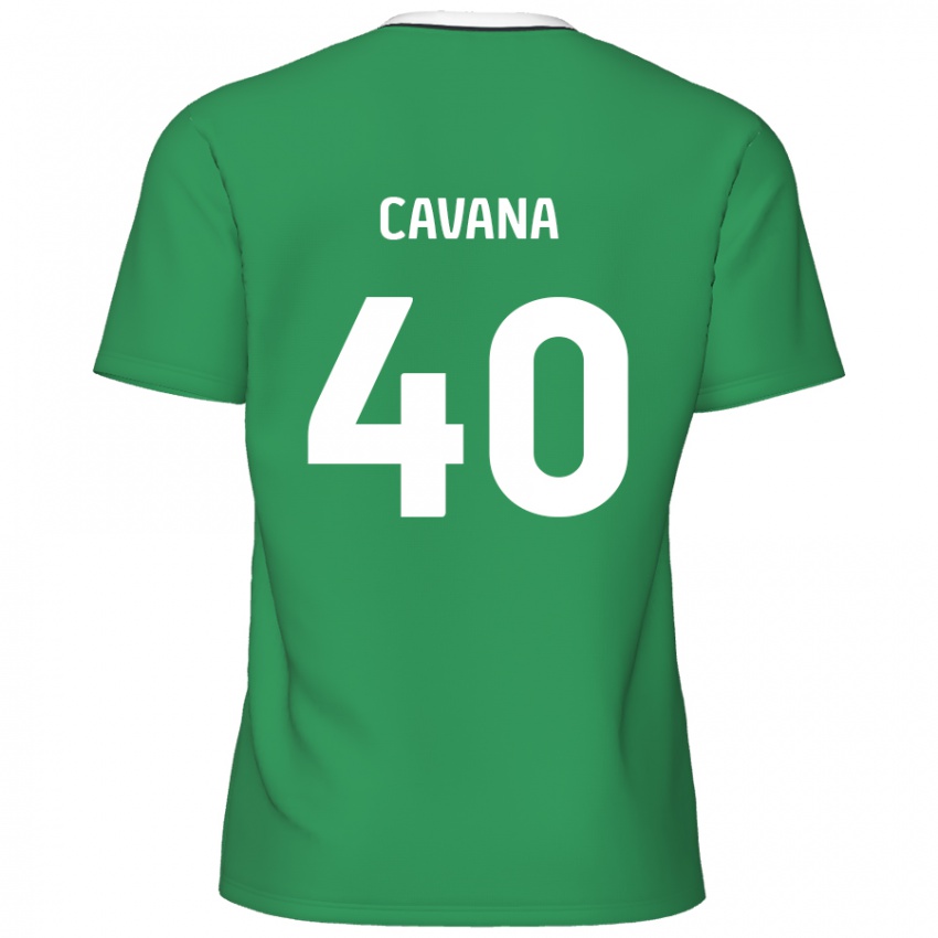 Kinder Max Cavana #40 Grün Weiße Streifen Auswärtstrikot Trikot 2024/25 T-Shirt