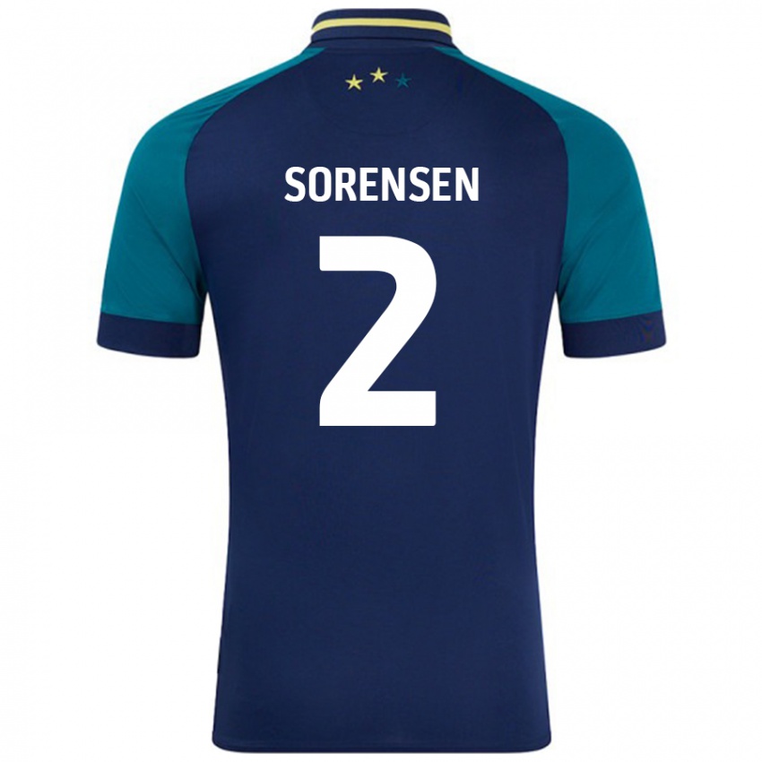 Kinder Lasse Sörensen #2 Marine Dunkelgrün Auswärtstrikot Trikot 2024/25 T-Shirt