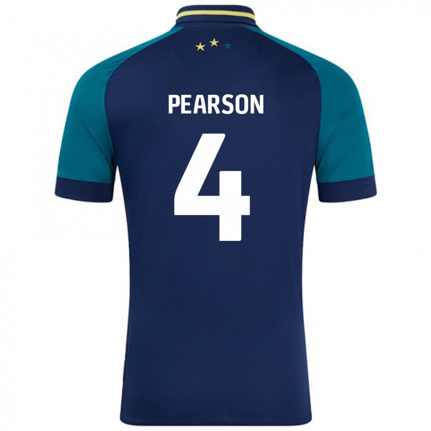 Kinder Matty Pearson #4 Marine Dunkelgrün Auswärtstrikot Trikot 2024/25 T-Shirt