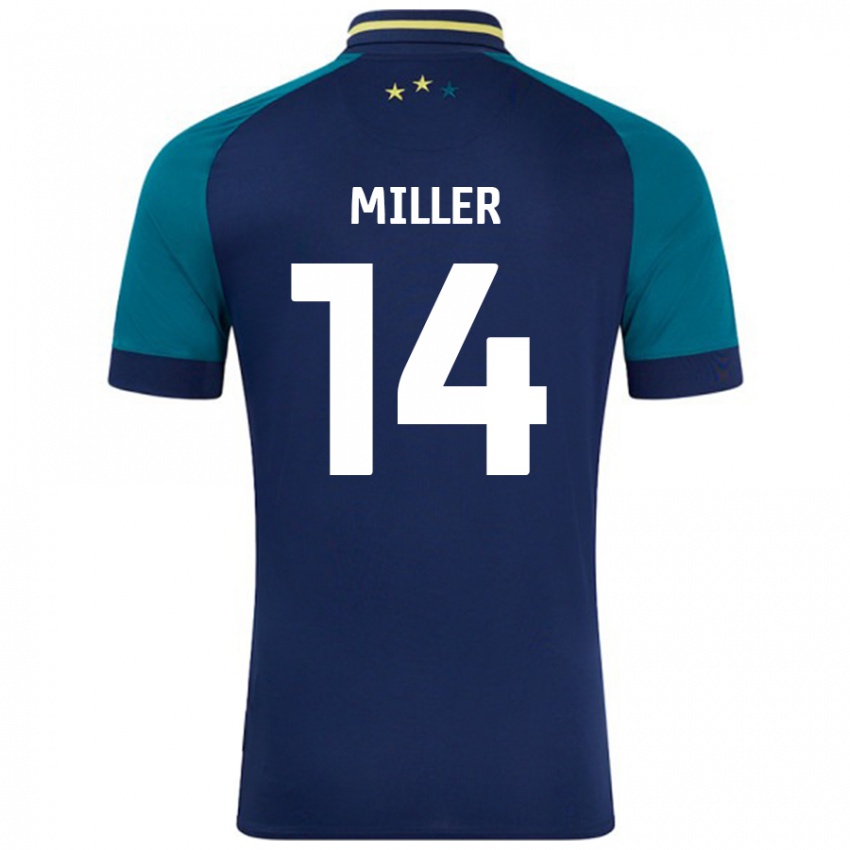 Kinder Mickel Miller #14 Marine Dunkelgrün Auswärtstrikot Trikot 2024/25 T-Shirt