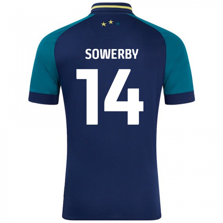 Kinder Lucy Sowerby #14 Marine Dunkelgrün Auswärtstrikot Trikot 2024/25 T-Shirt