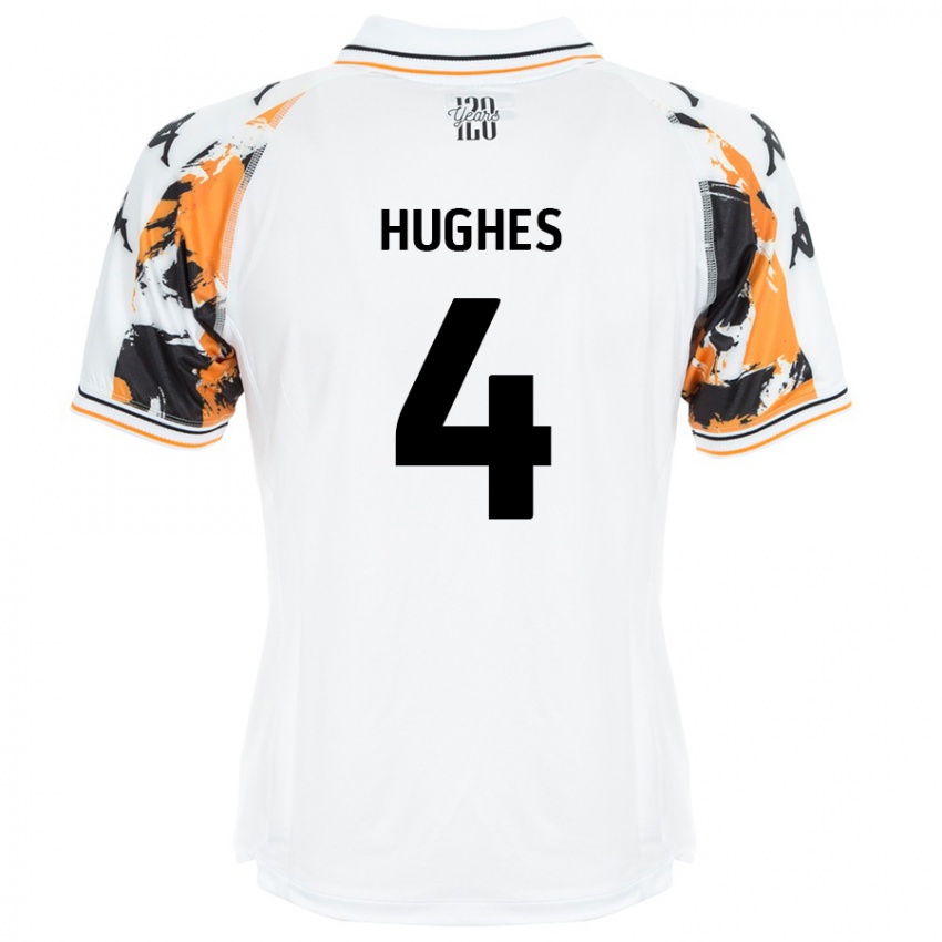 Kinder Charlie Hughes #4 Weiß Auswärtstrikot Trikot 2024/25 T-Shirt