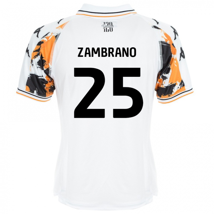 Kinder Óscar Zambrano #25 Weiß Auswärtstrikot Trikot 2024/25 T-Shirt