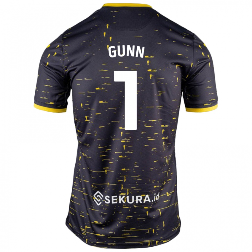 Kinder Angus Gunn #1 Schwarz Gelb Auswärtstrikot Trikot 2024/25 T-Shirt