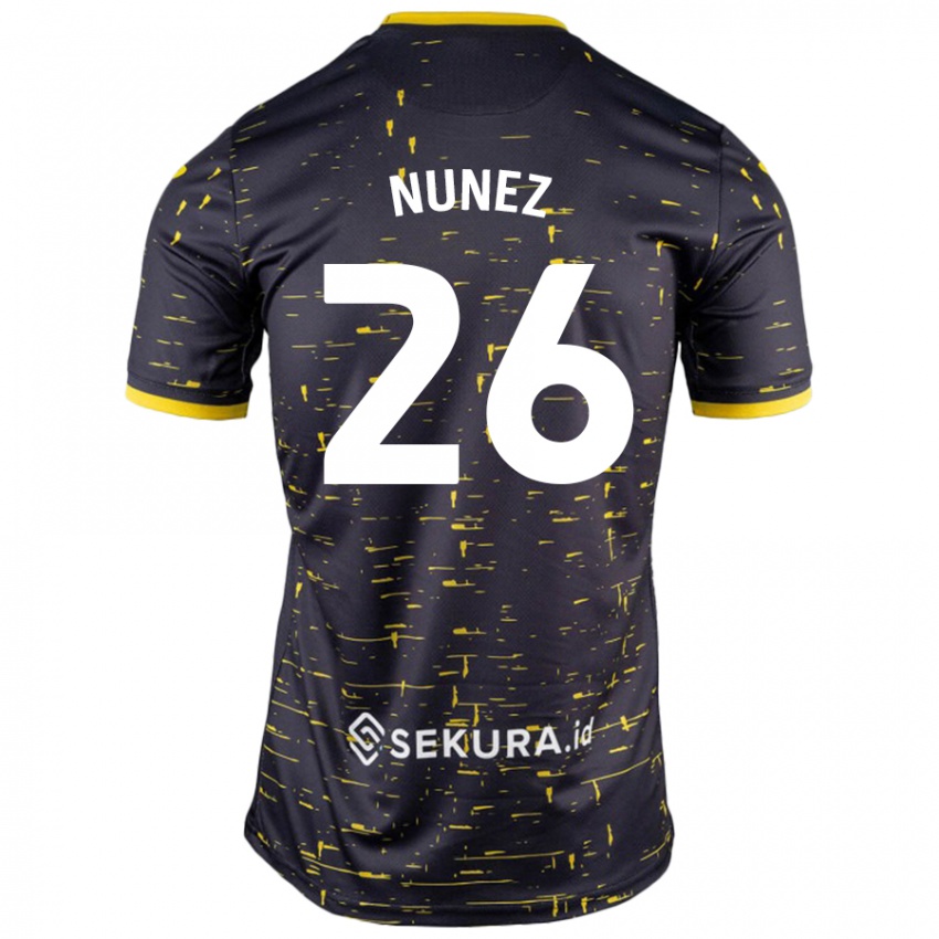 Kinder Marcelino Núñez #26 Schwarz Gelb Auswärtstrikot Trikot 2024/25 T-Shirt