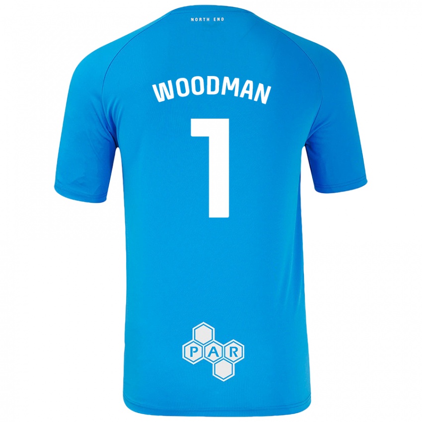 Kinder Freddie Woodman #1 Himmelblau Auswärtstrikot Trikot 2024/25 T-Shirt