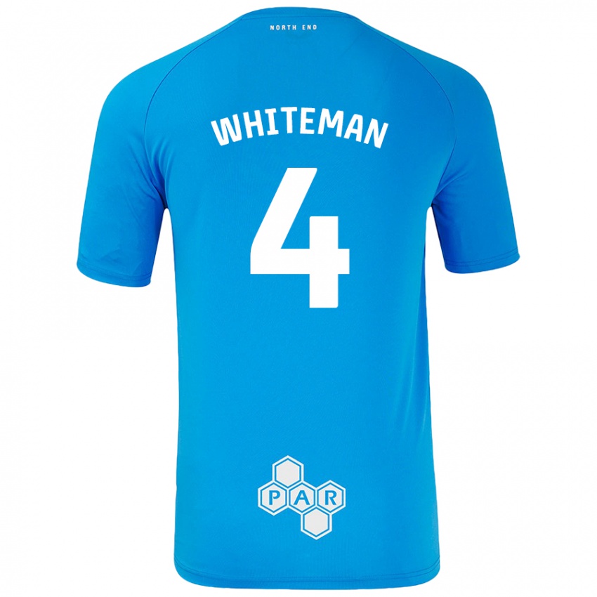 Kinder Ben Whiteman #4 Himmelblau Auswärtstrikot Trikot 2024/25 T-Shirt