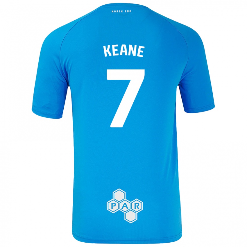 Kinder Will Keane #7 Himmelblau Auswärtstrikot Trikot 2024/25 T-Shirt