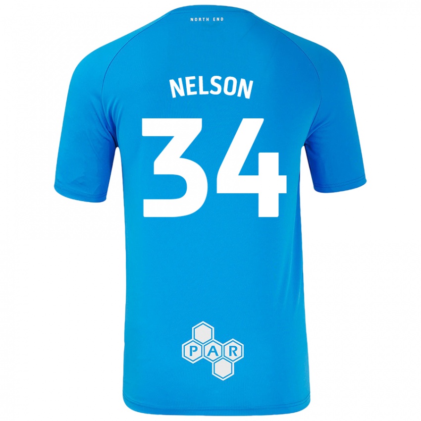 Kinder Kitt Nelson #34 Himmelblau Auswärtstrikot Trikot 2024/25 T-Shirt