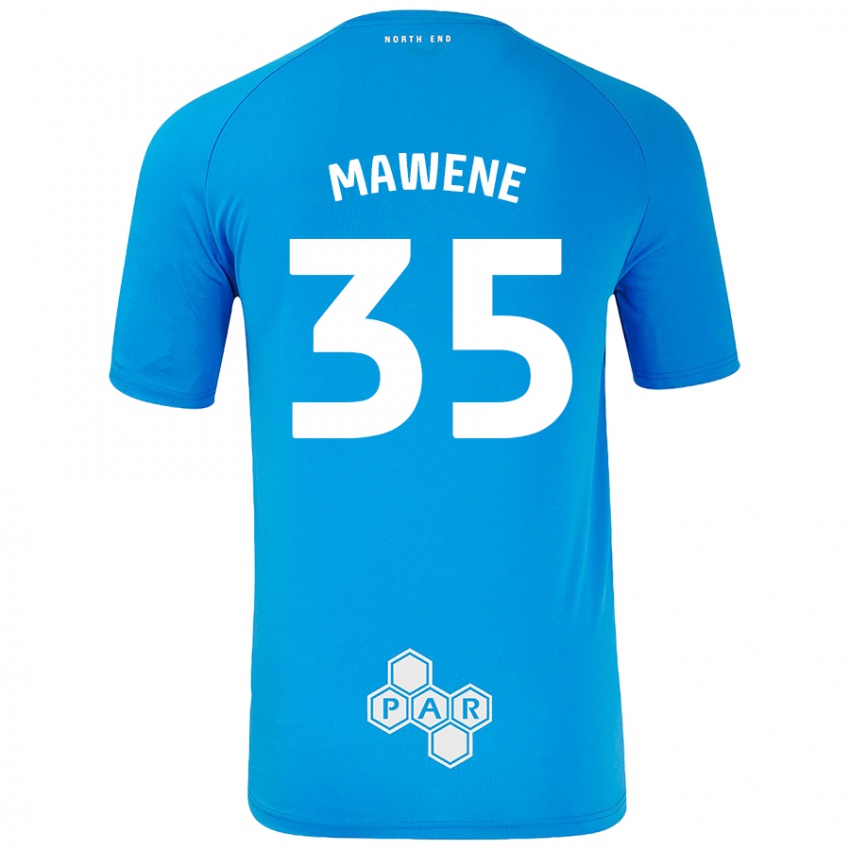 Kinder Noah Mawene #35 Himmelblau Auswärtstrikot Trikot 2024/25 T-Shirt