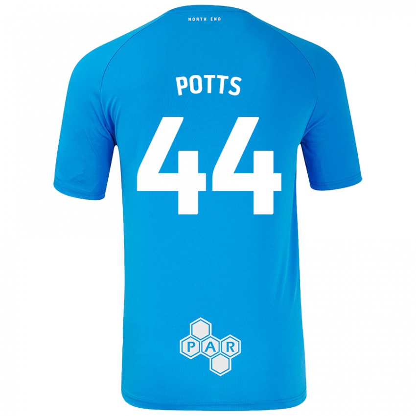 Kinder Brad Potts #44 Himmelblau Auswärtstrikot Trikot 2024/25 T-Shirt