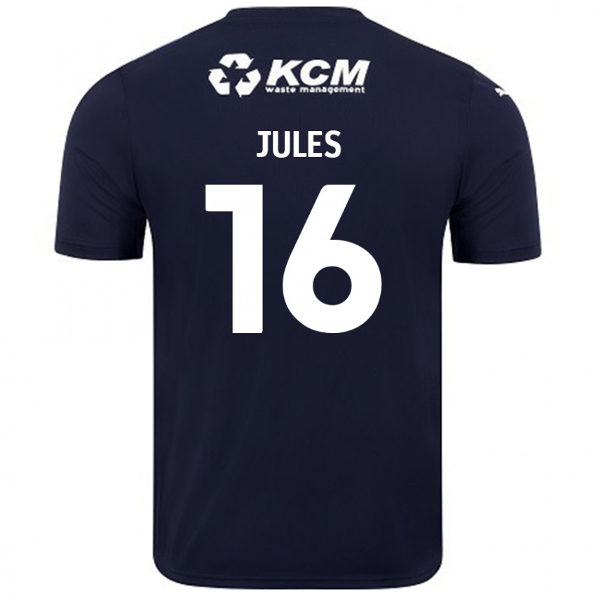 Kinder Zak Jules #16 Marineblau Auswärtstrikot Trikot 2024/25 T-Shirt