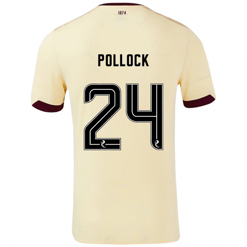 Kinder Finlay Pollock #24 Creme Burgunderrot Auswärtstrikot Trikot 2024/25 T-Shirt