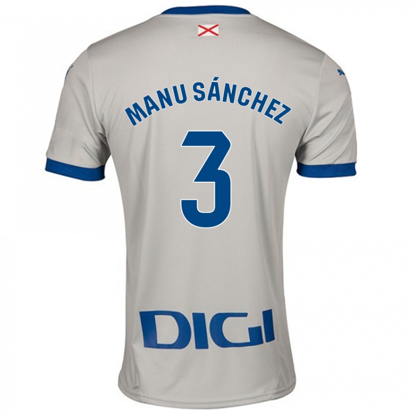 Kinder Manu Sanchez #3 Hellgrau Auswärtstrikot Trikot 2024/25 T-Shirt