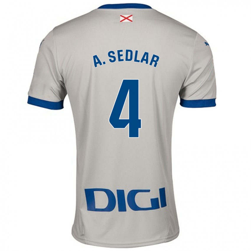 Kinder Aleksandar Sedlar #4 Hellgrau Auswärtstrikot Trikot 2024/25 T-Shirt