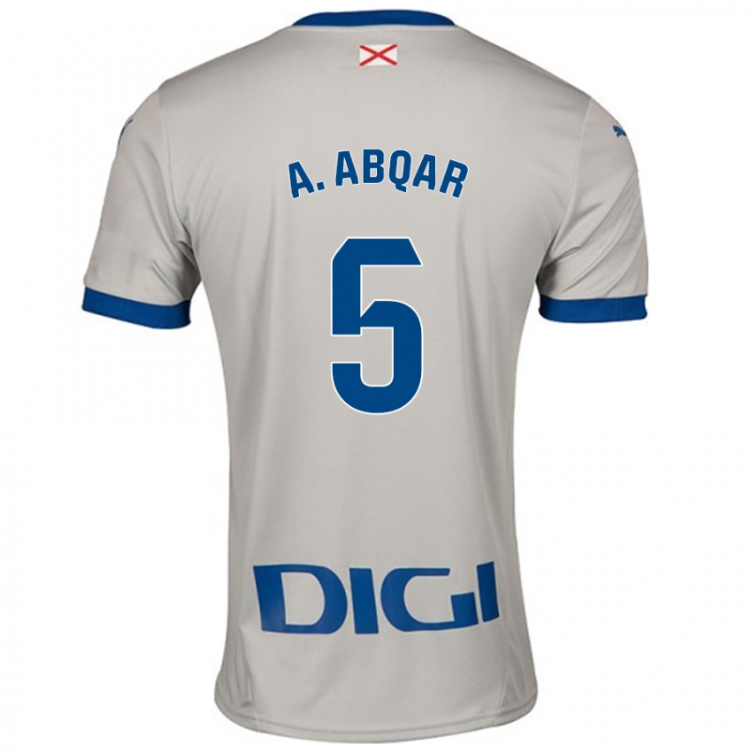 Kinder Abdel Abqar #5 Hellgrau Auswärtstrikot Trikot 2024/25 T-Shirt