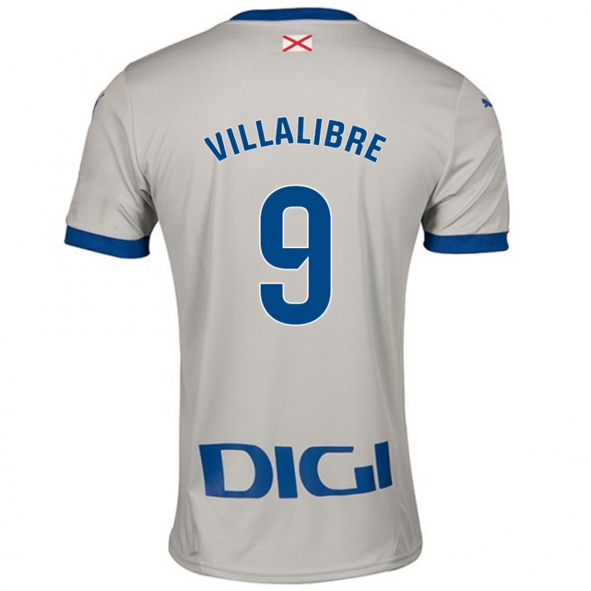 Kinder Asier Villalibre #9 Hellgrau Auswärtstrikot Trikot 2024/25 T-Shirt