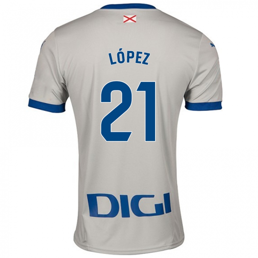 Kinder Juanma López #21 Hellgrau Auswärtstrikot Trikot 2024/25 T-Shirt