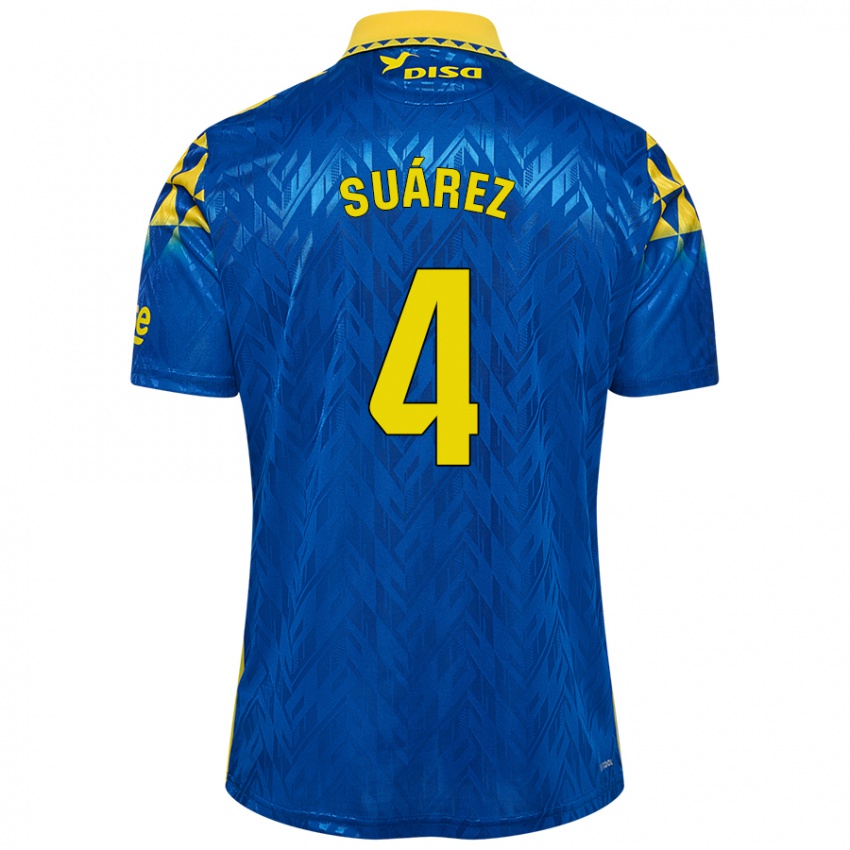 Kinder Alex Suárez #4 Blau Gelb Auswärtstrikot Trikot 2024/25 T-Shirt