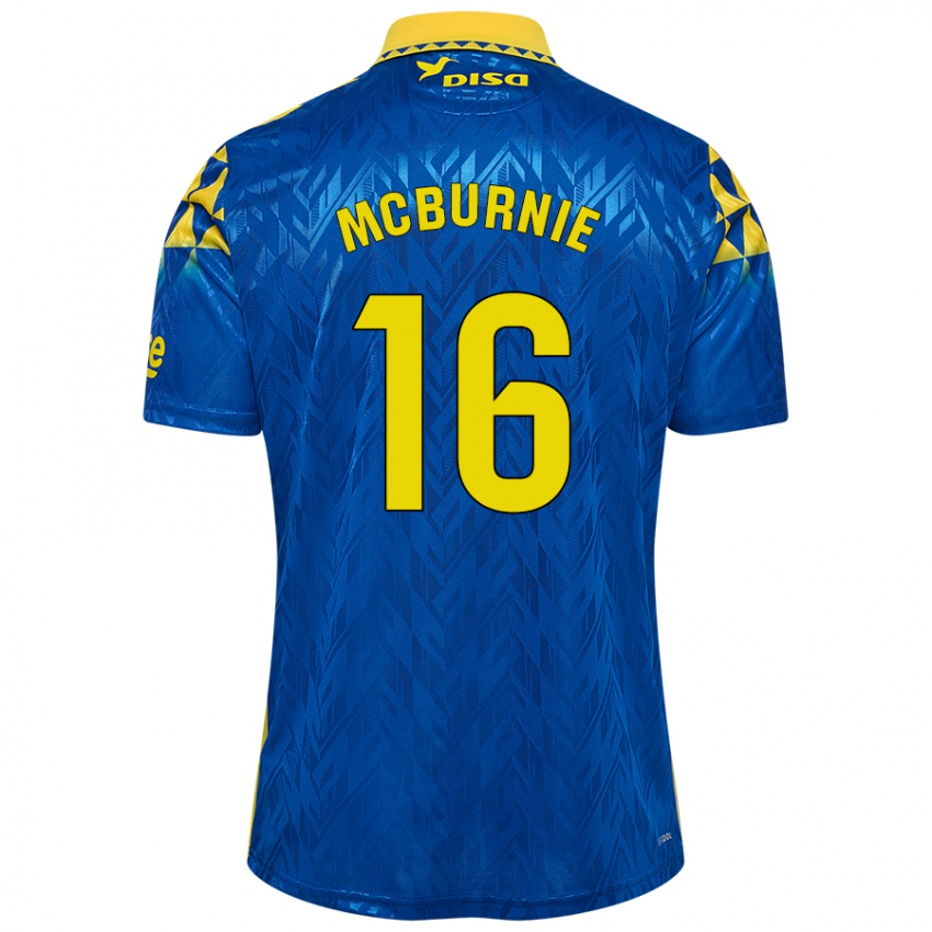 Kinder Oli Mcburnie #16 Blau Gelb Auswärtstrikot Trikot 2024/25 T-Shirt