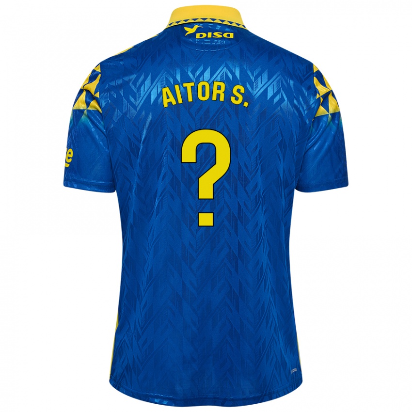 Kinder Aitor Sánchez #0 Blau Gelb Auswärtstrikot Trikot 2024/25 T-Shirt