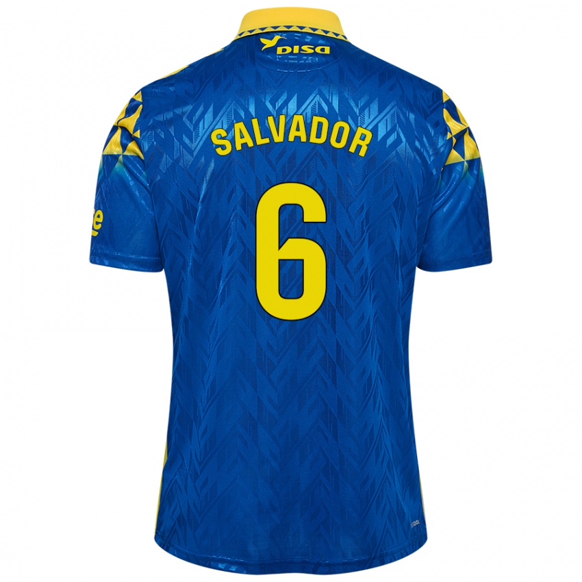 Kinder Pol Salvador #6 Blau Gelb Auswärtstrikot Trikot 2024/25 T-Shirt