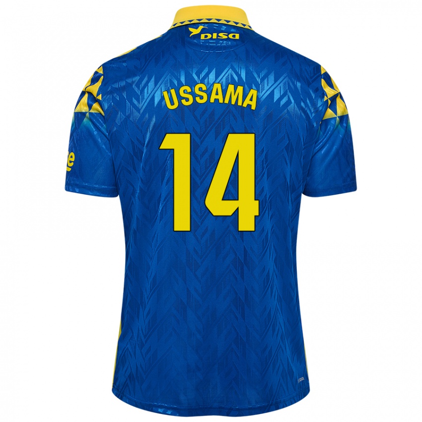 Kinder Ussama #14 Blau Gelb Auswärtstrikot Trikot 2024/25 T-Shirt