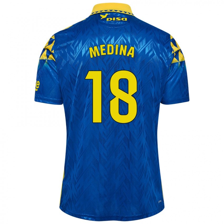 Kinder Iván Medina #18 Blau Gelb Auswärtstrikot Trikot 2024/25 T-Shirt